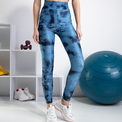 Mėlynos moteriškos antblauzdžiai su dekoratyvinėmis dėmėmis - Drabužiai