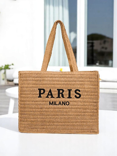 Royalfashion Didelė Šiaudinė Moteriška Rankinė Paris Milano