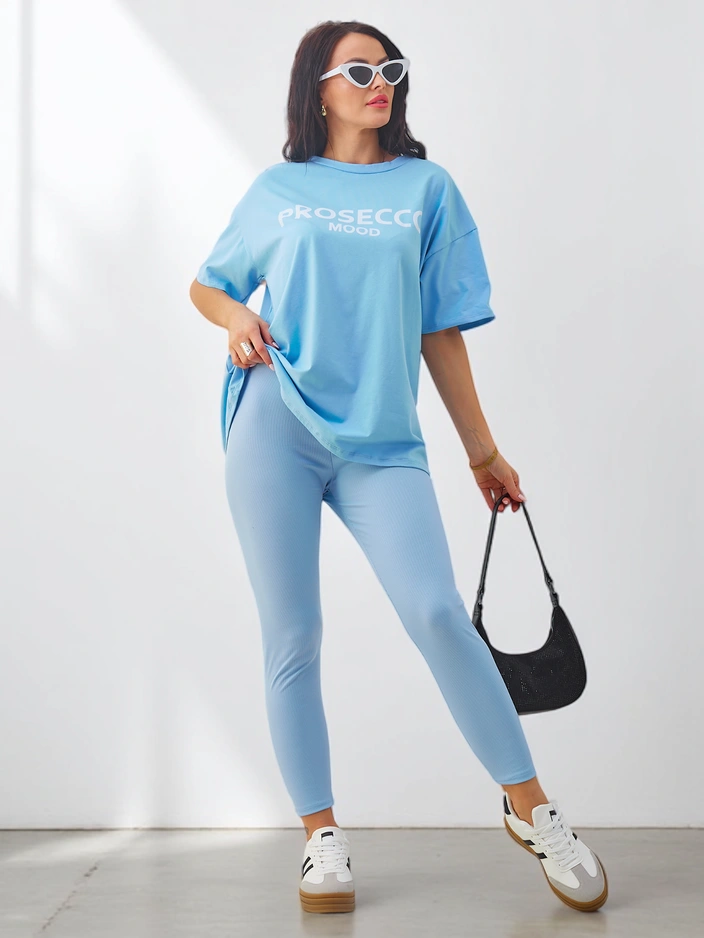 Royalfashion Хлопковый женский комплект с короткими рукавами и леггинсами