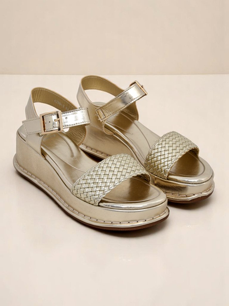 Royalfashion moteriškos basutės su pleištiniu kulnu ir pinta juostele Fiolle