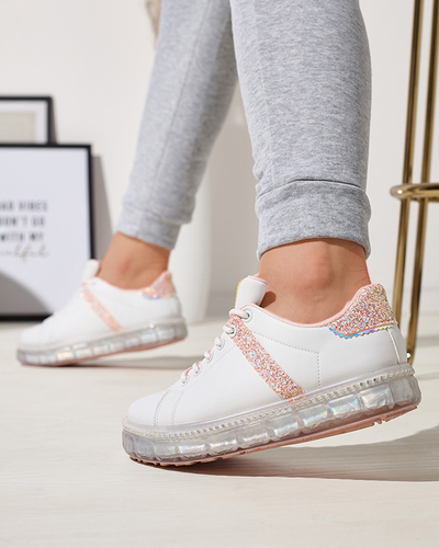 Женские спортивные кроссовки белого цвета с розовыми вставками Asxa- Footwear