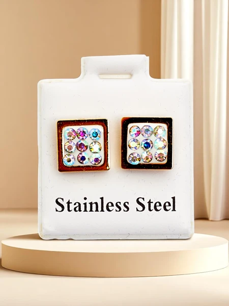 Royalfashion Moteriški kvadratiniai cirkonio auskarai