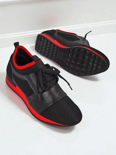 Artemida Nero Kicks: Fabric & Eco-Leather with that Red Pop