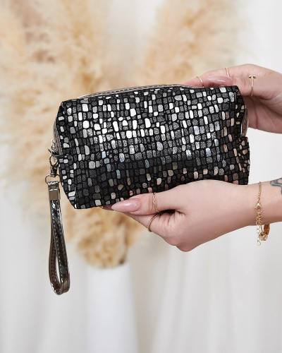 Royalfashion Узорчатая глянцевая женская косметичка черного цвета