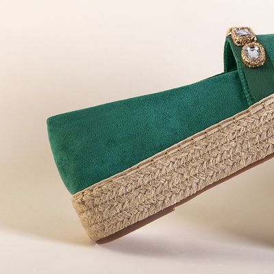 Зеленые женские эспадрильи на платформе со стразами Fenenna