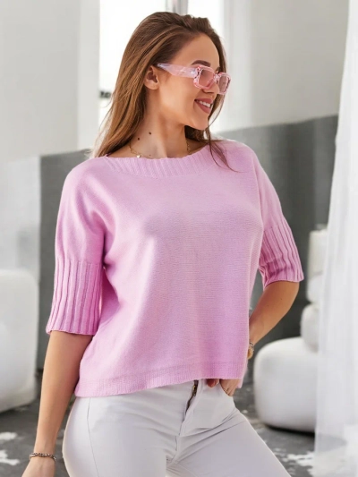 Royalfashion Женский вискозный свитер с короткими рукавами