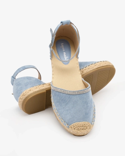 Royalfashion Mėlynos spalvos moteriškos espadrilės su cirkonais Rieta