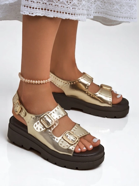 Royalfashion Women's Chunky Rhinestone Sandals Rocky Chic