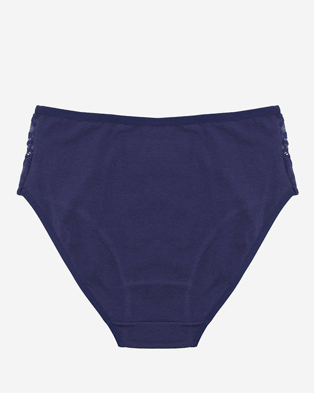 Хлопковые женские трусики темно-синего цвета PLUS SIZE- Нижнее белье