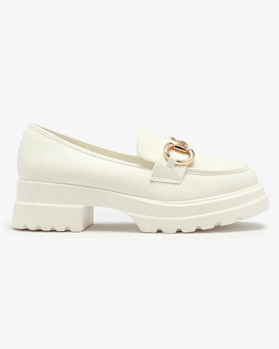 Белые женские мокасины с золотым декором Riasse - Обувь