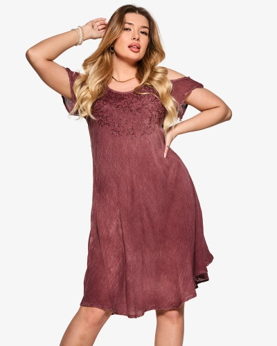 Bordo spalvos moteriška paplūdimio suknelė - drabužiai