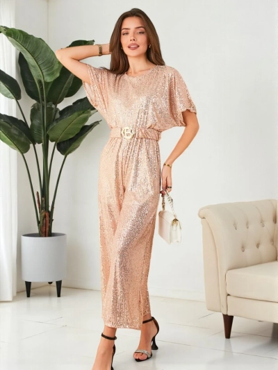 Royalfashion Длинный женский комбинезон с пайетками