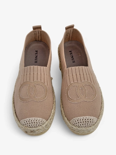 Женские эспадрильи Callisto светло-коричневые на плоской подошве из эко-кожи