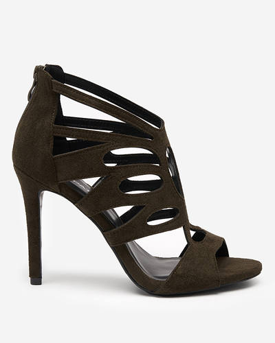 Tamsiai žalios moteriškos basutės ant aukštakulnio Etrop - Avalynė