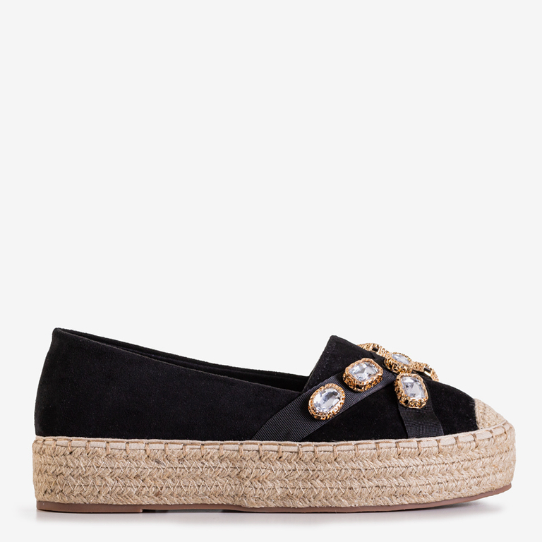 Черные женские эспадрильи на платформе со стразами Erilla