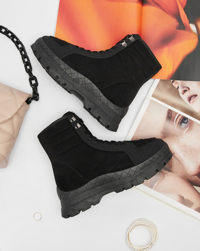 Женские утепленные ботинки-трапперы черного цвета Wosser- Footwear