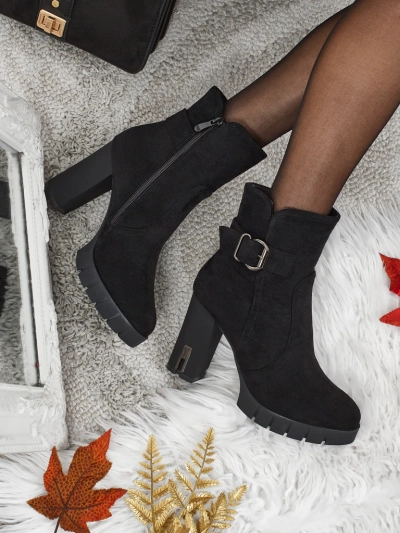 Moteriški eko zomšiniai aulinukai su storu kulnu Liravie