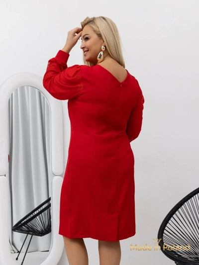 Elegantiška moteriška mini suknelė su tinklinėmis rankovėmis Evilla
