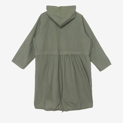 Zielona damska kurtka typu parka z kapturem - Odzież