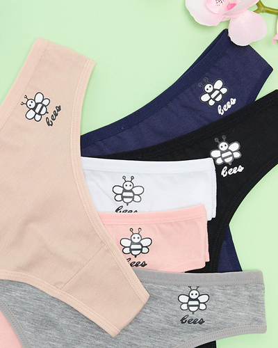 Хлопковые женские одноцветные стринги с принтом 6 шт./упак. - Нижнее белье