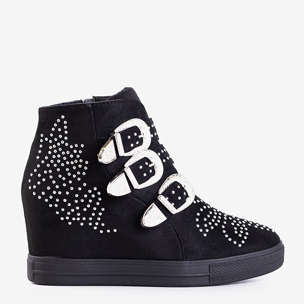 Черные кроссовки на танкетке с блестками Princali - Обувь