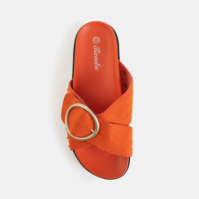 Оранжевые женские шлепанцы с пряжкой Ripi