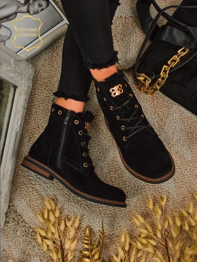 Auliniai batai moterims Aurelia Romano iš natūralios zomšos – rudi, su kailiuku