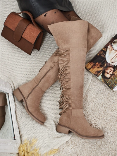 Moteriški ilgaauliai virš kelių iš eko zomšos