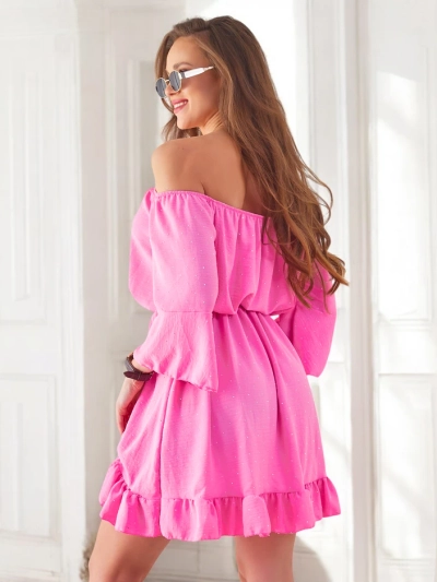 Royalfashion Женское мини-платье в испанском стиле с длинными рукавами и стразами