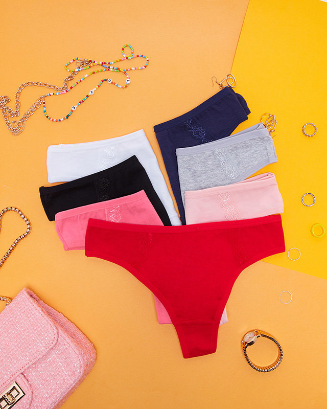 Moteriškų medvilninių kelnaičių komplektas su nėriniais 7 / pak. - Apatiniai