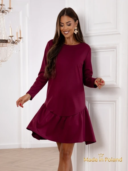 Женское мини-платье с оборкой