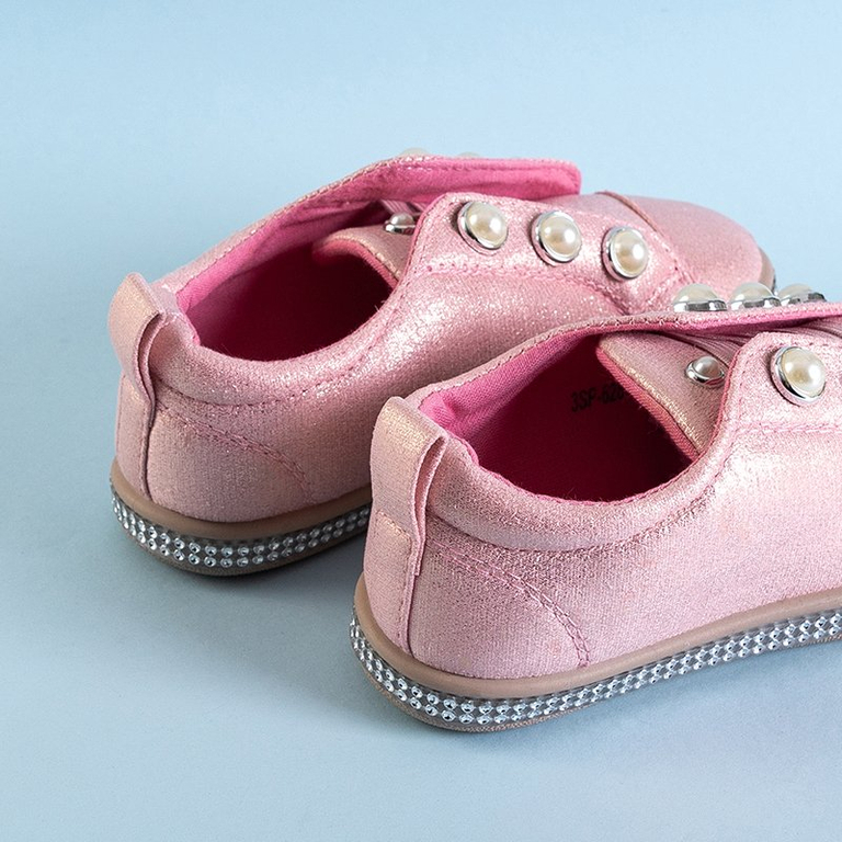 Розовые детские слипоны с жемчугом Мерена - Обувь