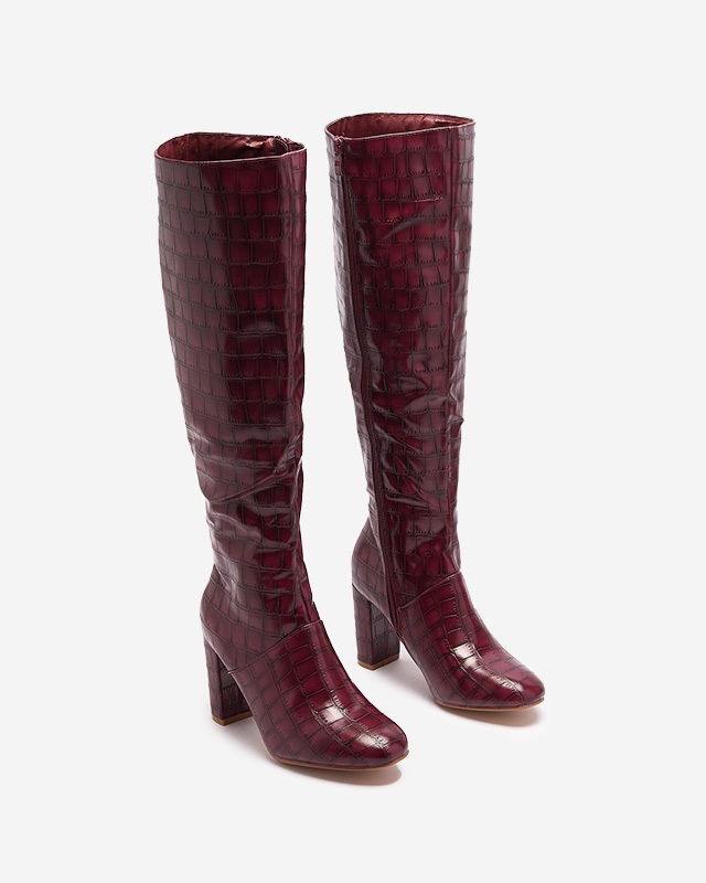 Moteriški bordo spalvos bateliai su įspaudais Mastiu- Avalynė