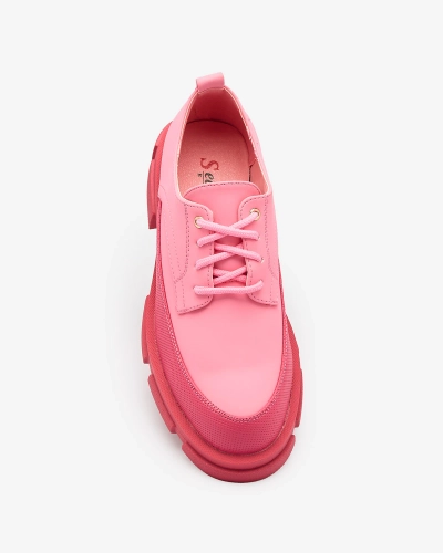 Royalfashion Pink Moteriški matiniai pusbačiai su tvirtu padu Trendy Chunky