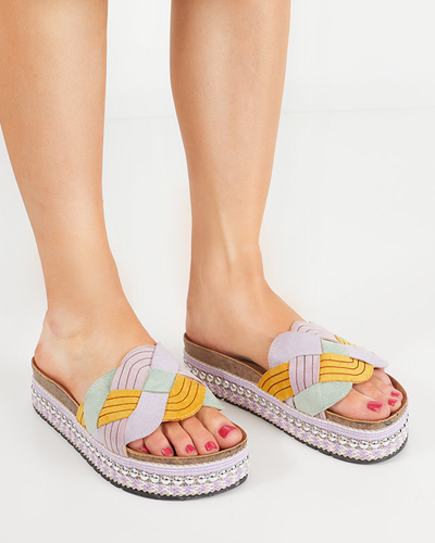 Violetinės moteriškos šlepetės ant storo pado Cekolina - Avalynė