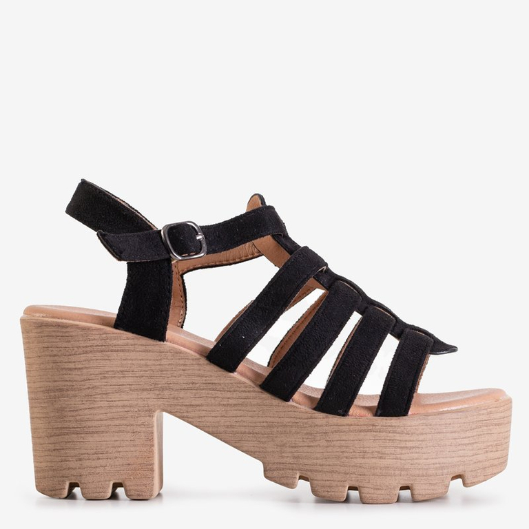 Черные женские босоножки на каблуке Tamianka