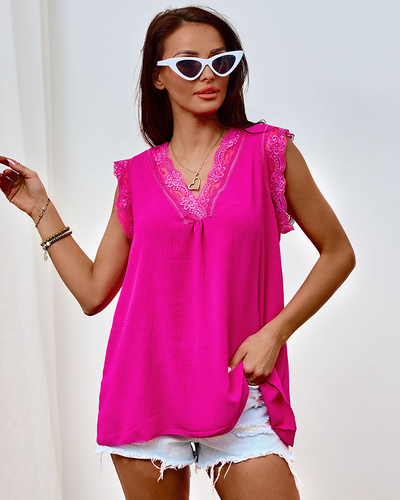 Royalfashion Женская блузка без рукавов с кружевом