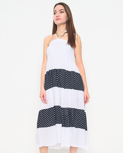 Белое платье макси в горошек PLUS SIZE