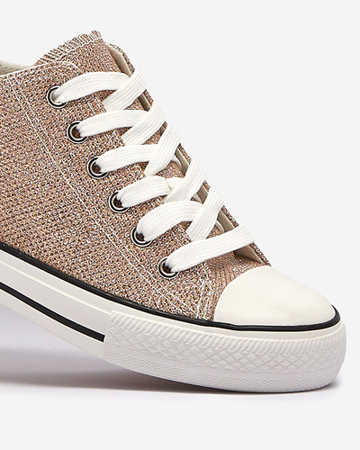 Auksiniai moteriški sportbačiai ant paslėpto inkaro su blizgiu siūlu Seggat- Avalynė