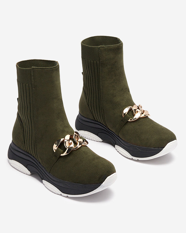 Женские зеленые утепленные сапоги из эко-замши Cuzitta- Footwear