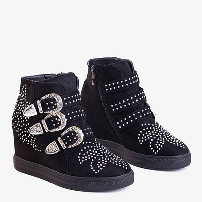 Черные кроссовки на танкетке с блестками Princali - Обувь