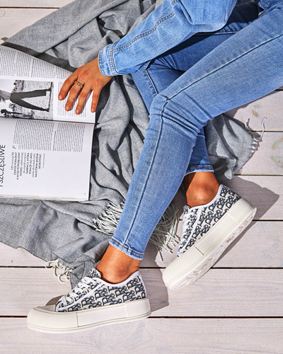 Узорчатые женские кеды на платформе белого цвета Berika - Обувь