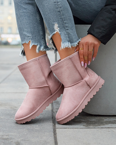 Rožinės spalvos moteriški apšiltinti ekovamšos sniego batai Xetik - Avalynė