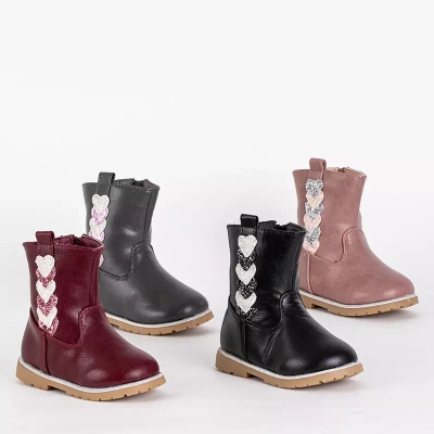OUTLET Pilki mergaitiški batai su dekoratyvia viršutine Nokimi-Shoes