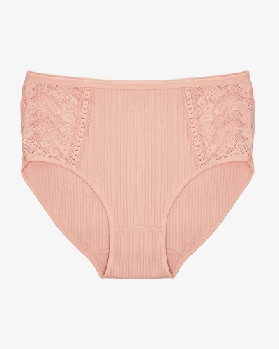 Женские ребристые трусики розового цвета PLUS SIZE - Нижнее белье