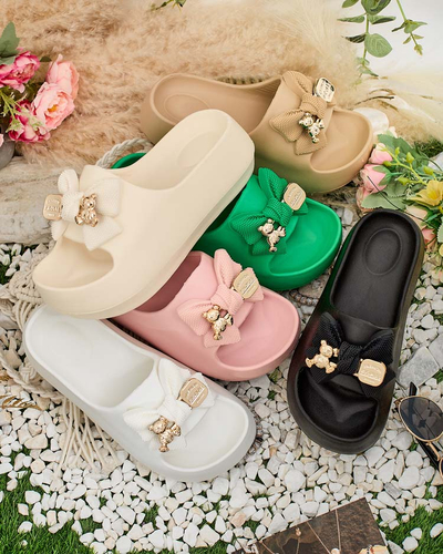 Royalfashion Moteriškos guminės šlepetės su dekoratyviniu lankeliu Afeen