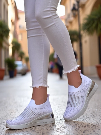 Royalfashion moteriški wedge sportbačiai be užsegimo su kristalais Qelavise
