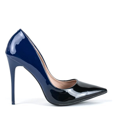 Granatowo - czarne czółenka na szpilce Makadamia - Obuwie