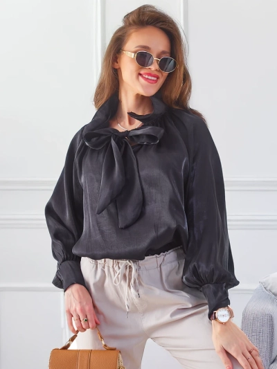 Royalfashion Blizganti moteriška marškiniai su dekoratyvine apykakle