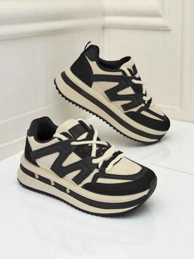Selene Nero Black Eco-Leather Platform Sneakers for Women